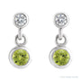 Sapphire Row Natural Gemstone Two-Stone Bezel Earrings - Peridot, Platinum (view 2)