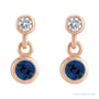 Sapphire Row Natural Gemstone Two-Stone Bezel Earrings - Blue Sapphire, 14K Rose Gold (view 2)