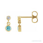 Sapphire Row Natural Gemstone Two-Stone Bezel Earrings - Blue Zircon, 14K Yellow Gold