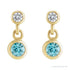 Sapphire Row Natural Gemstone Two-Stone Bezel Earrings - Blue Zircon, 14K Yellow Gold (view 2)