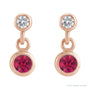 Sapphire Row Lab-Grown Gemstone Two-Stone Bezel Earrings - Ruby, 14K Rose Gold (view 2)