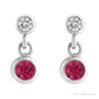 Sapphire Row Lab-Grown Gemstone Two-Stone Bezel Earrings - Ruby, Platinum (view 2)