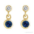 Sapphire Row Lab-Grown Gemstone Two-Stone Bezel Earrings - Blue Sapphire, 14K Yellow Gold (view 2)