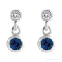 Sapphire Row Lab-Grown Gemstone Two-Stone Bezel Earrings - Blue Sapphire, Platinum (view 2)