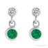 Sapphire Row Lab-Grown Gemstone Two-Stone Bezel Earrings - Emerald, 14K White Gold (view 2)