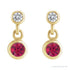 Sapphire Row Lab-Grown Gemstone Two-Stone Bezel Earrings - Ruby, 14K Yellow Gold (view 2)