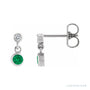 Sapphire Row Lab-Grown Gemstone Two-Stone Bezel Earrings - Emerald, Platinum