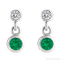 Sapphire Row Lab-Grown Gemstone Two-Stone Bezel Earrings - Emerald, Platinum (view 2)