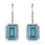 Sapphire Row Natural Gemstone Bezel Drop Earrings - Aquamarine, Platinum (view 2)