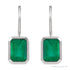 Sapphire Row Natural Gemstone Bezel Drop Earrings - Emerald, Platinum, 8 x 6 mm (view 2)