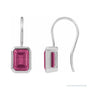 Sapphire Row Natural Gemstone Bezel Drop Earrings - Pink Tourmaline, 14K White Gold