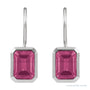 Sapphire Row Natural Gemstone Bezel Drop Earrings - Pink Tourmaline, 14K White Gold (view 2)