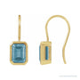 Sapphire Row Natural Gemstone Bezel Drop Earrings - Aquamarine, 14K Yellow Gold
