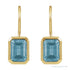 Sapphire Row Natural Gemstone Bezel Drop Earrings - Aquamarine, 14K Yellow Gold (view 2)