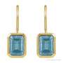 Sapphire Row Natural Gemstone Bezel Drop Earrings - Aquamarine, 14K Yellow Gold (view 2)