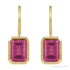 Sapphire Row Natural Gemstone Bezel Drop Earrings - Pink Tourmaline, 14K Yellow Gold (view 2)