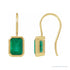 Sapphire Row Natural Gemstone Bezel Drop Earrings - Emerald, 14K Yellow Gold, 8 x 6 mm
