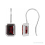 Sapphire Row Natural Gemstone Bezel Drop Earrings - Mozambique Garnet, 14K White Gold