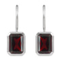 Sapphire Row Natural Gemstone Bezel Drop Earrings - Mozambique Garnet, 14K White Gold (view 2)