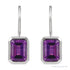 Sapphire Row Natural Gemstone Bezel Drop Earrings - Amethyst, 14K White Gold (view 2)