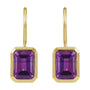 Sapphire Row Natural Gemstone Bezel Drop Earrings - Amethyst, 14K Yellow Gold (view 2)