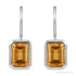 Sapphire Row Natural Gemstone Bezel Drop Earrings - Citrine, Platinum (view 2)
