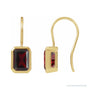 Sapphire Row Natural Gemstone Bezel Drop Earrings - Mozambique Garnet, 14K Yellow Gold