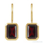 Sapphire Row Natural Gemstone Bezel Drop Earrings - Mozambique Garnet, 14K Yellow Gold (view 2)