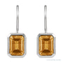 Sapphire Row Natural Gemstone Bezel Drop Earrings - Citrine, 14K White Gold (view 2)
