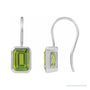 Sapphire Row Natural Gemstone Bezel Drop Earrings - Peridot, 14K White Gold