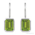 Sapphire Row Natural Gemstone Bezel Drop Earrings - Peridot, 14K White Gold (view 2)