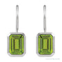 Sapphire Row Natural Gemstone Bezel Drop Earrings - Peridot, 14K White Gold (view 2)