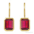 Sapphire Row Lab-Grown Gemstone Bezel Drop Earrings - Ruby, 14K Yellow Gold (view 2)