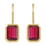 Sapphire Row Lab-Grown Gemstone Bezel Drop Earrings - Ruby, 14K Yellow Gold (view 2)