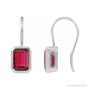 Sapphire Row Lab-Grown Gemstone Bezel Drop Earrings - Ruby, Platinum