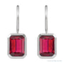 Sapphire Row Lab-Grown Gemstone Bezel Drop Earrings - Ruby, Platinum (view 2)
