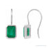 Sapphire Row Lab-Grown Gemstone Bezel Drop Earrings - Emerald, Platinum