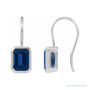 Sapphire Row Lab-Grown Gemstone Bezel Drop Earrings - Blue Sapphire, 14K White Gold