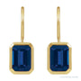 Sapphire Row Lab-Grown Gemstone Bezel Drop Earrings - Blue Sapphire, 14K Yellow Gold (view 2)