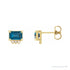 Sapphire Row Natural Topaz Accented Emerald-Cut Studs - London Blue Topaz, 14K Yellow Gold