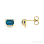 Sapphire Row Natural Topaz Accented Emerald-Cut Studs - London Blue Topaz, 14K Yellow Gold