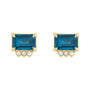 Sapphire Row Natural Topaz Accented Emerald-Cut Studs - London Blue Topaz, 14K Yellow Gold (view 2)