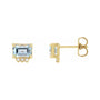 Sapphire Row Natural Topaz Accented Emerald-Cut Studs - Sky Blue Topaz, 14K Yellow Gold