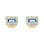 Sapphire Row Natural Topaz Accented Emerald-Cut Studs - Sky Blue Topaz, 14K Yellow Gold (view 2)