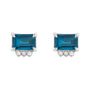 Sapphire Row Natural Topaz Accented Emerald-Cut Studs - London Blue Topaz, Platinum (view 2)