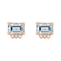 Sapphire Row Natural Topaz Accented Emerald-Cut Studs - Sky Blue Topaz, 14K Rose Gold (view 2)