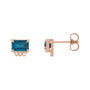 Sapphire Row Natural Topaz Accented Emerald-Cut Studs - London Blue Topaz, 14K Rose Gold