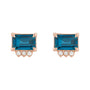 Sapphire Row Natural Topaz Accented Emerald-Cut Studs - London Blue Topaz, 14K Rose Gold (view 2)