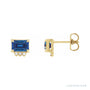 Sapphire Row Lab-Grown Gemstone Accented Emerald-Cut Studs - Blue Sapphire, 14K Yellow Gold