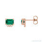 Sapphire Row Lab-Grown Gemstone Accented Emerald-Cut Studs - Emerald, 14K Rose Gold